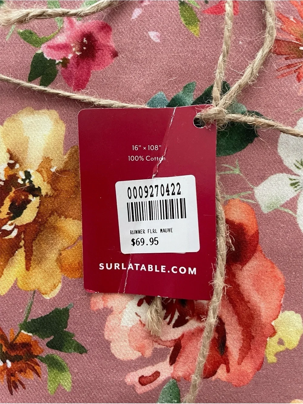 Sur La Table Fall Botanical Table Runner 100% Cotton 108